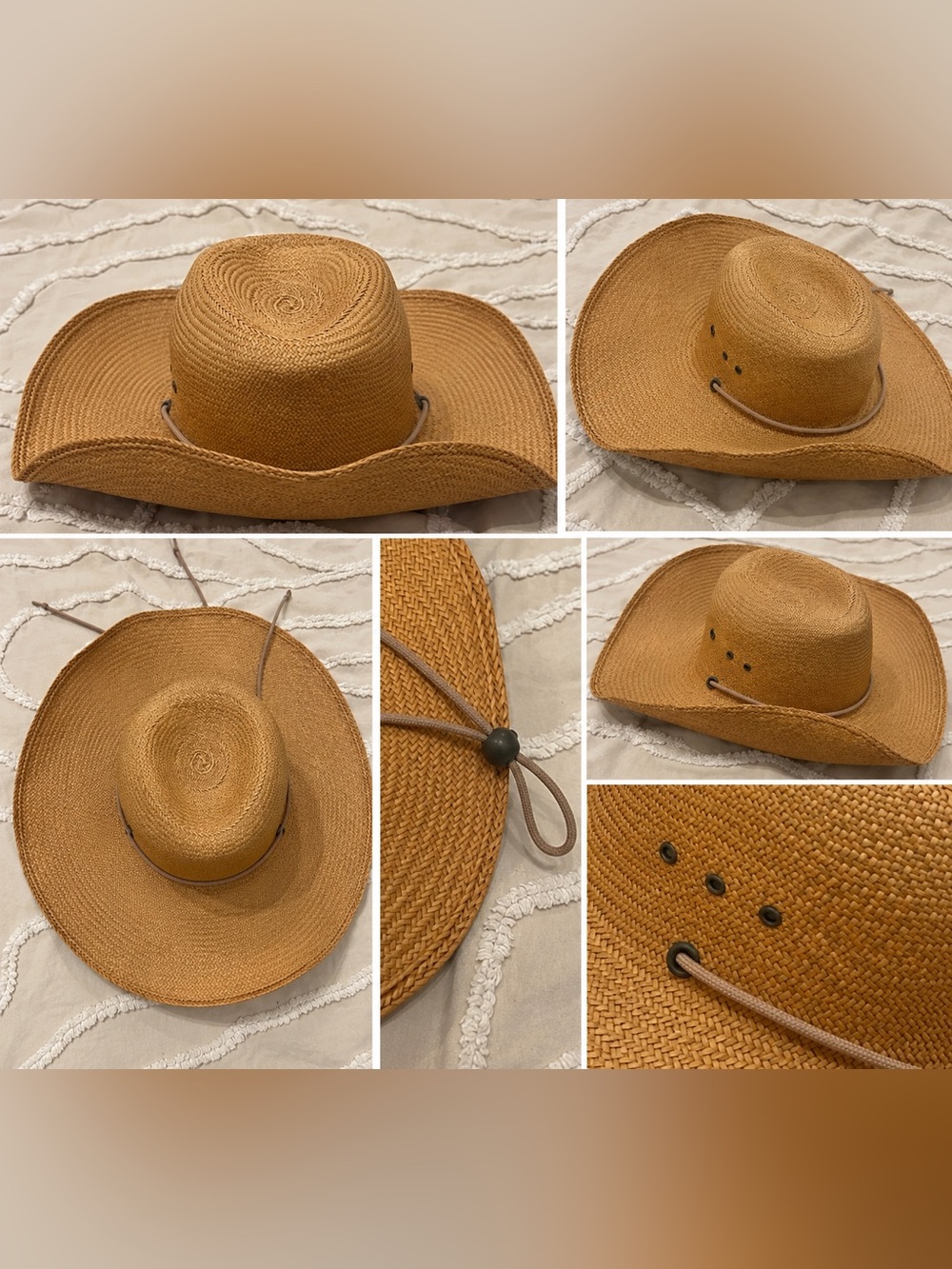 Women Straw Cowboy Hat — Tan